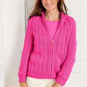 $99 Talbots Women's Pink Cable Knit Sweater cardigan